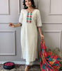 White Cotton Kurta Set with Multicolor Bandhani Dupatta | Indian Pakistani Ethnic Wear for Women (BLACKLUXE CRAFTS) - BLACKLUXECRAFTS