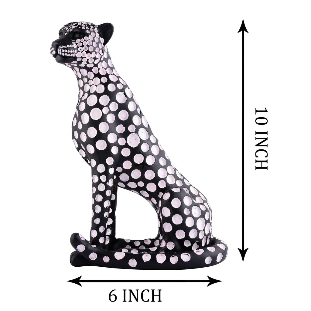 Handmade Black Panther Figurine with White Polka Dots – Modern Resin Leopard Statue for Luxury Home Décor (BLACKLUXE CRAFTS) - BLACKLUXECRAFTS