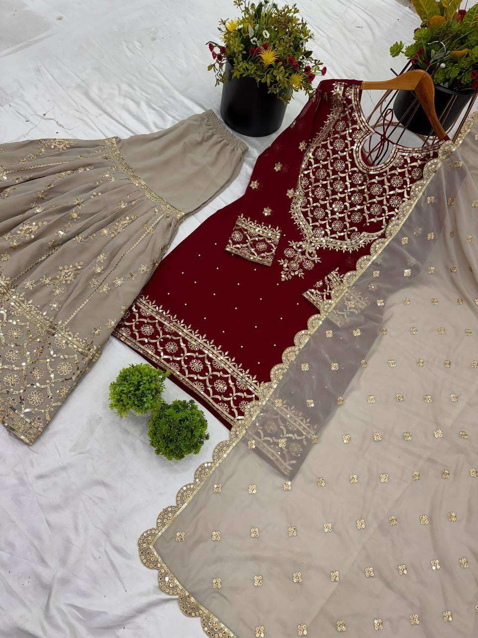 Teal Embroidered Sharara Suit with Dupatta | Designer Party Wear Outfit for Women | Traditional Indian Wedding & Festive Dress (BLACKLUXE CRAFTS) - BLACKLUXECRAFTS