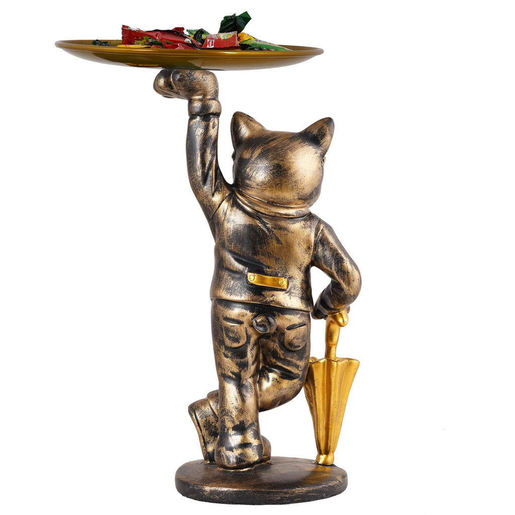 Vintage Gold Bulldog Butler Statue with Tray – Resin Dog Figurine Candy Dish & Decorative Organizer for Home Décor (BLACKLUXE CRAFTS) - BLACKLUXECRAFTS