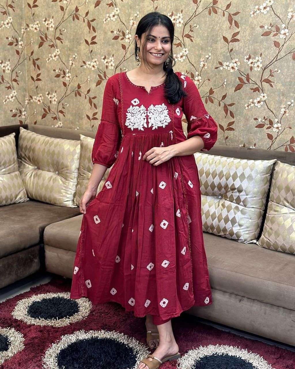 Anarkali Kurta with White Embroidery | Women’s Ethnic Festive & Casual Wear (BLACKLUXE CRAFTS) - BLACKLUXECRAFTS