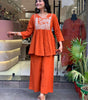 Embroidered Kurti with Palazzo Set – Women’s Peplum Style Ethnic Co-ord Outfit (BLACKLUXE CRAFTS) - BLACKLUXECRAFTS