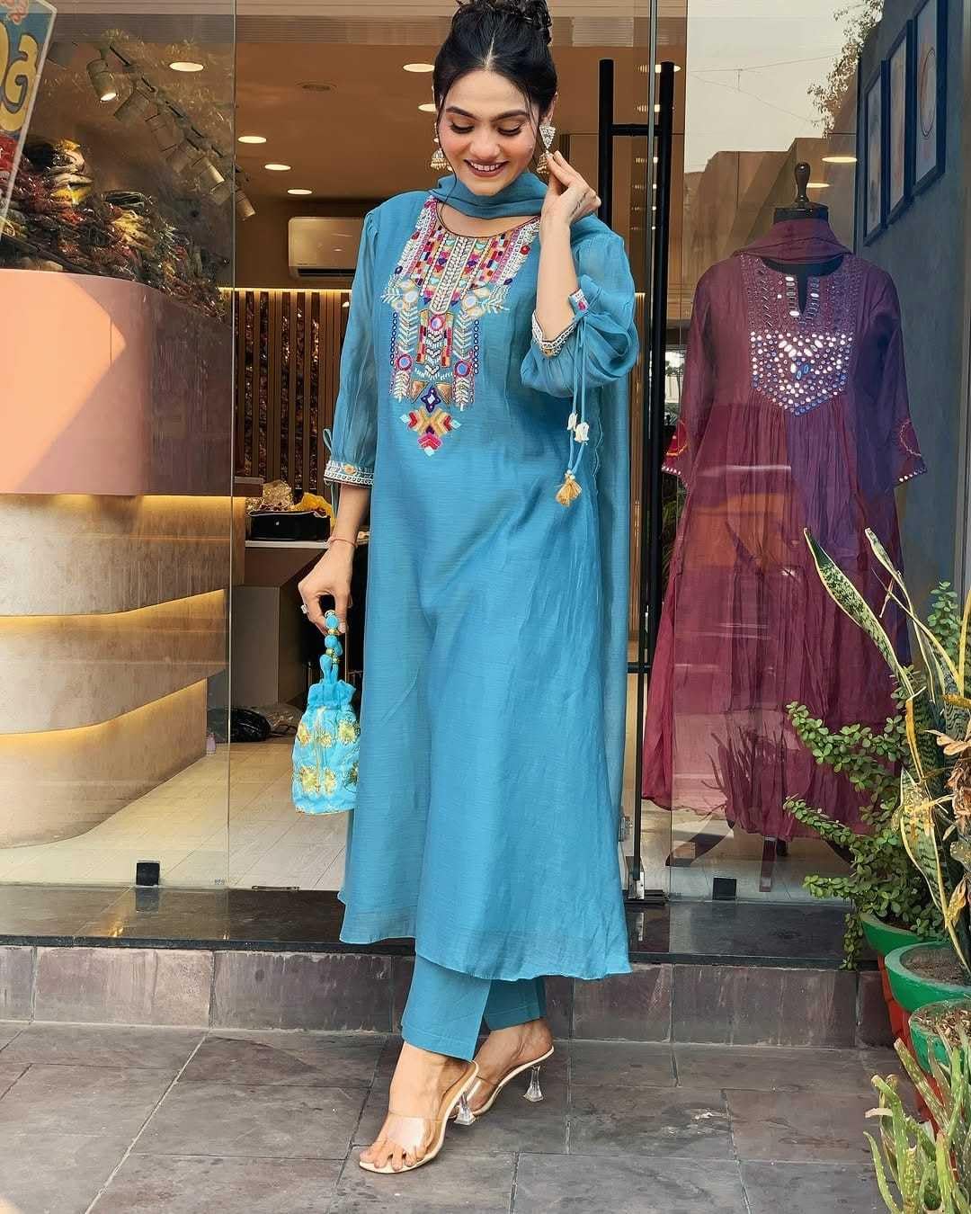 Mirror Work Kurta Set with Dupatta – Elegant Indian Ethnic Wear for Women (BLACKLUXE CRAFTS) - BLACKLUXECRAFTS