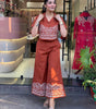 Women’s Cotton Co-Ord Set – Short Sleeve Shirt with Embroidery & Wide Leg Pants (BLACKLUXE CRAFTS) - BLACKLUXECRAFTS