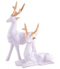 White Resin Deer Figurine Set with Golden Antlers – Elegant Reindeer Statues for Modern Home Décor & Gifting (BLACKLUXE CRAFTS) - BLACKLUXECRAFTS