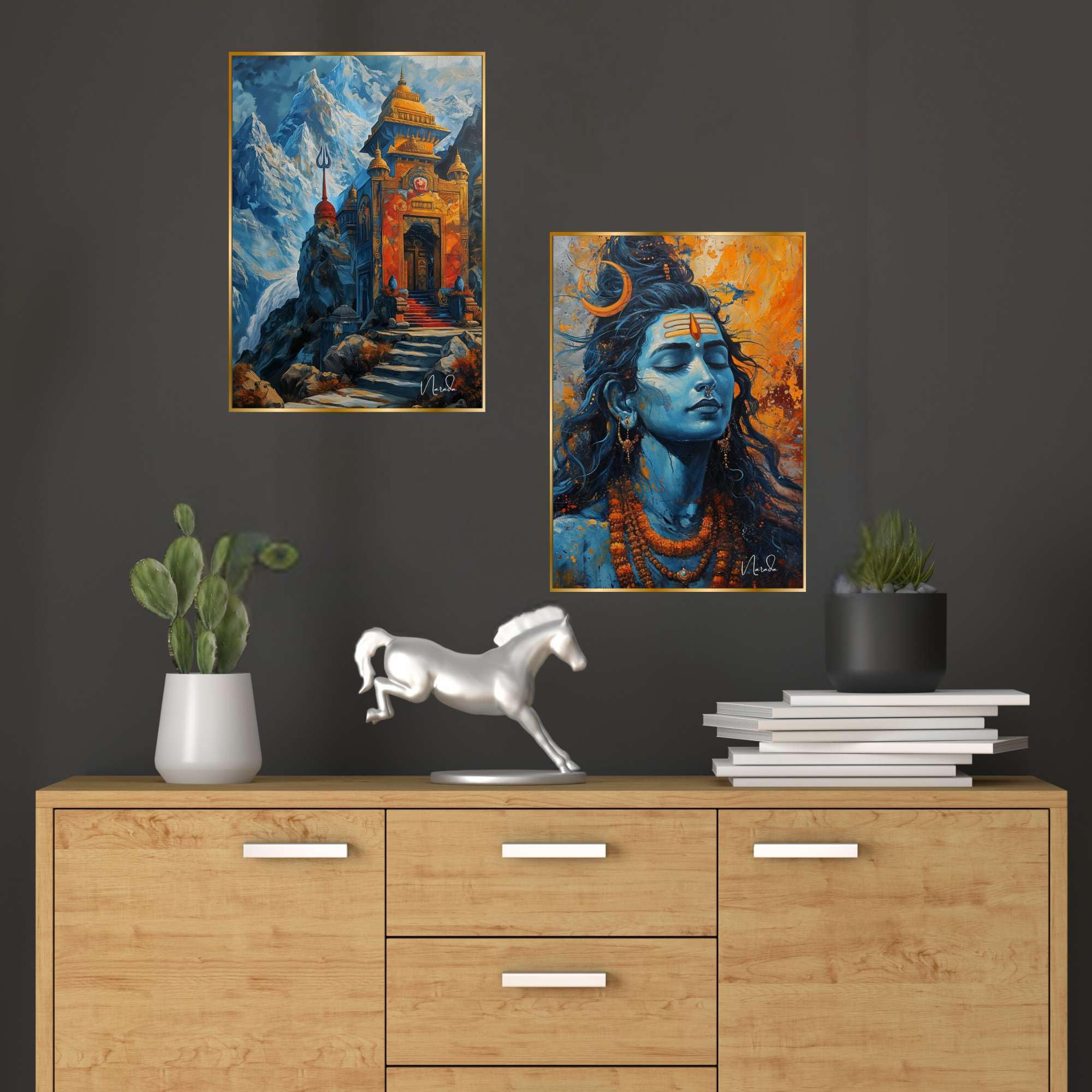 BLACKLUXE LIFESTYLE LTD Set of Two Wall Paintings for Wall Dacoration Golden Framed Wall Paintings for Living Room & Bedroom Wall Art for Home Decoration & Office Wall Décor - BLACKLUXECRAFTS