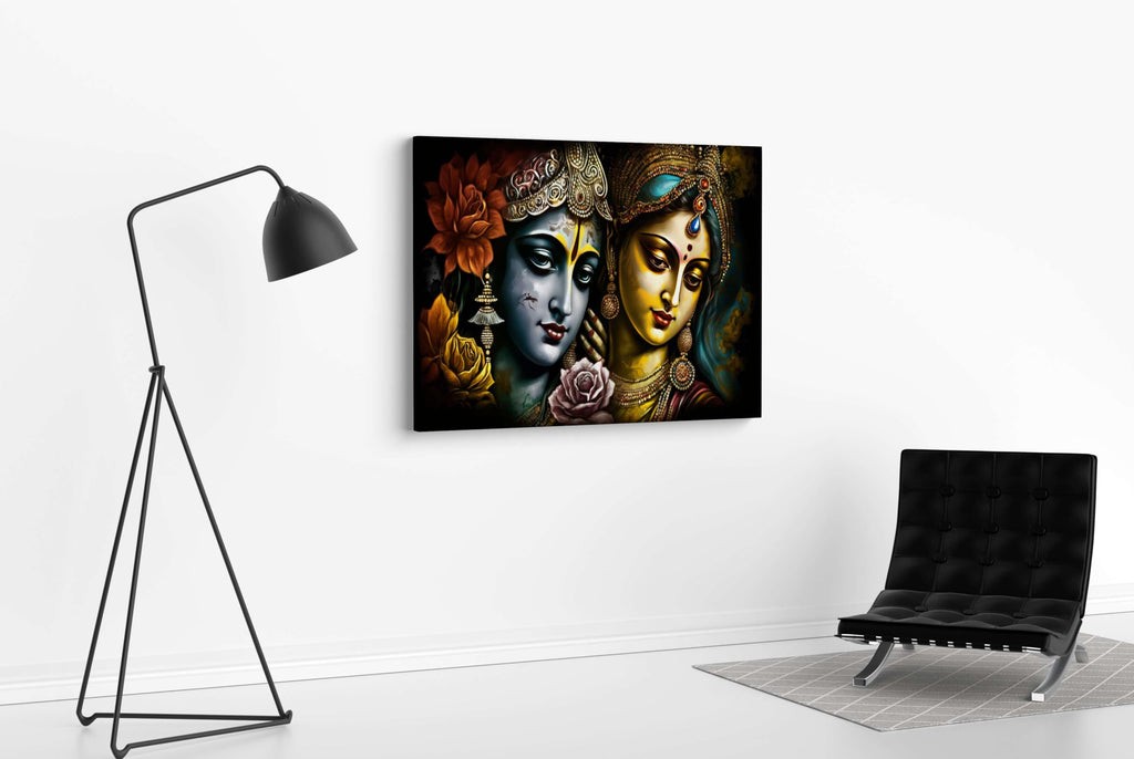 BLACKLUXE LIFESTYLE LTD Radha Krishna Paintings For Wall Decoration With Frame Canvas Painting For Living Room Bedroom Home Office & Hotels - BLACKLUXECRAFTS
