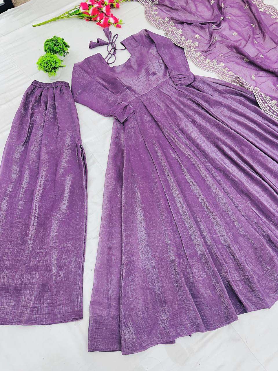 Anarkali Suit with Mirror Work Dupatta | Elegant Party Wear Indian Outfit for Women (BLACKLUXE CRAFTS) - BLACKLUXECRAFTS