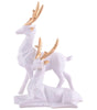 White Resin Deer Figurine Set with Golden Antlers – Elegant Reindeer Statues for Modern Home Décor & Gifting (BLACKLUXE CRAFTS) - BLACKLUXECRAFTS