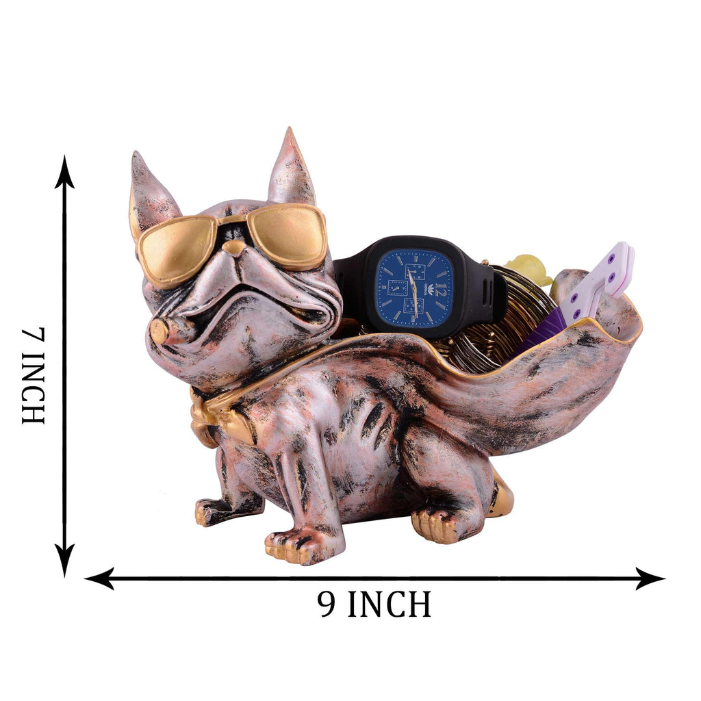Cool Bulldog Figurine Storage Organizer – Resin Dog Statue with Sunglasses & Golden Accents, Jewelry & Watch Holder for Home Décor (BLACKLUXE CRAFTS) - BLACKLUXECRAFTS