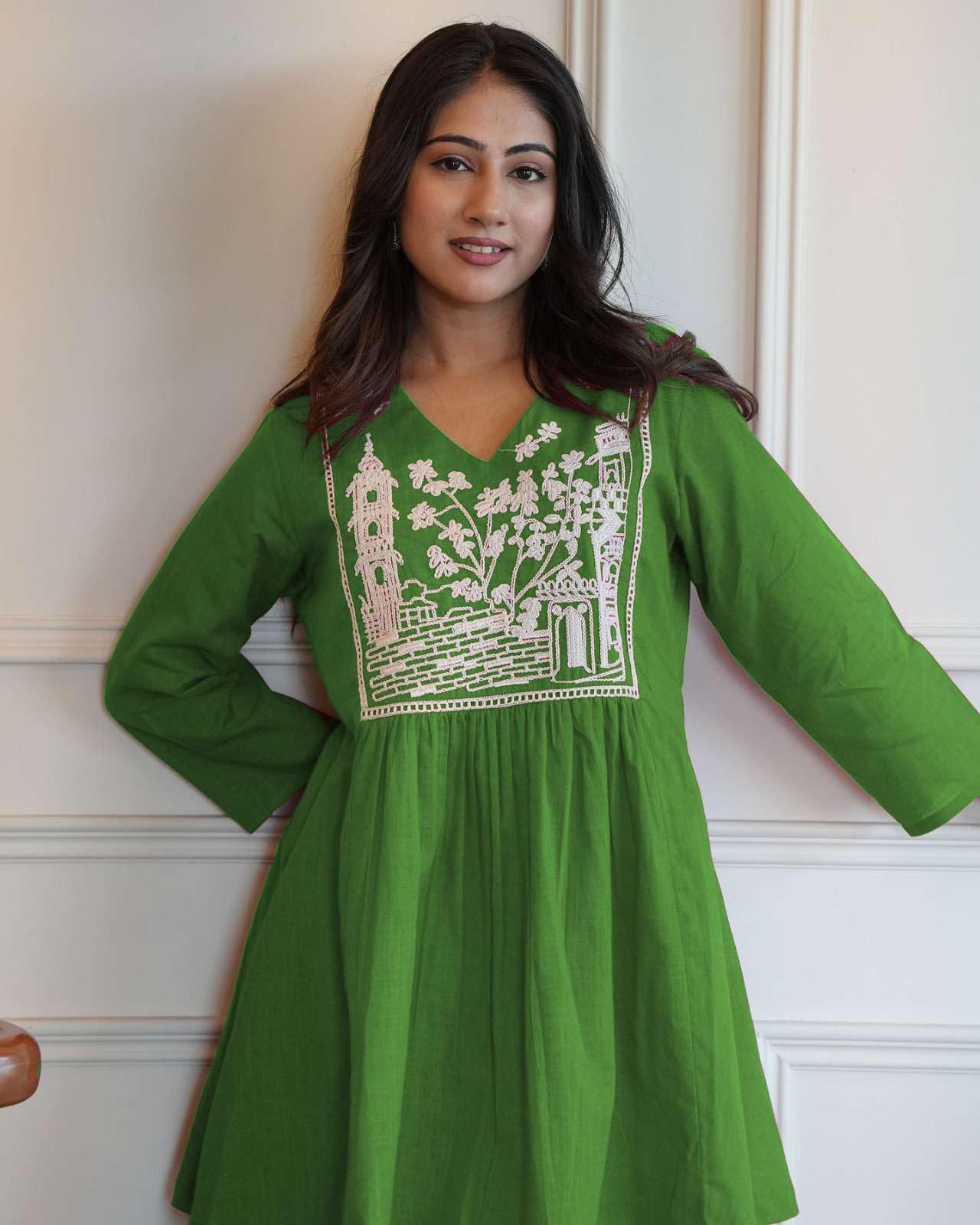 Cotton Embroidered Short Kurta Set – Handcrafted Ethnic Wear for Women with Pants (BLACKLUXE CRAFTS) - BLACKLUXECRAFTS
