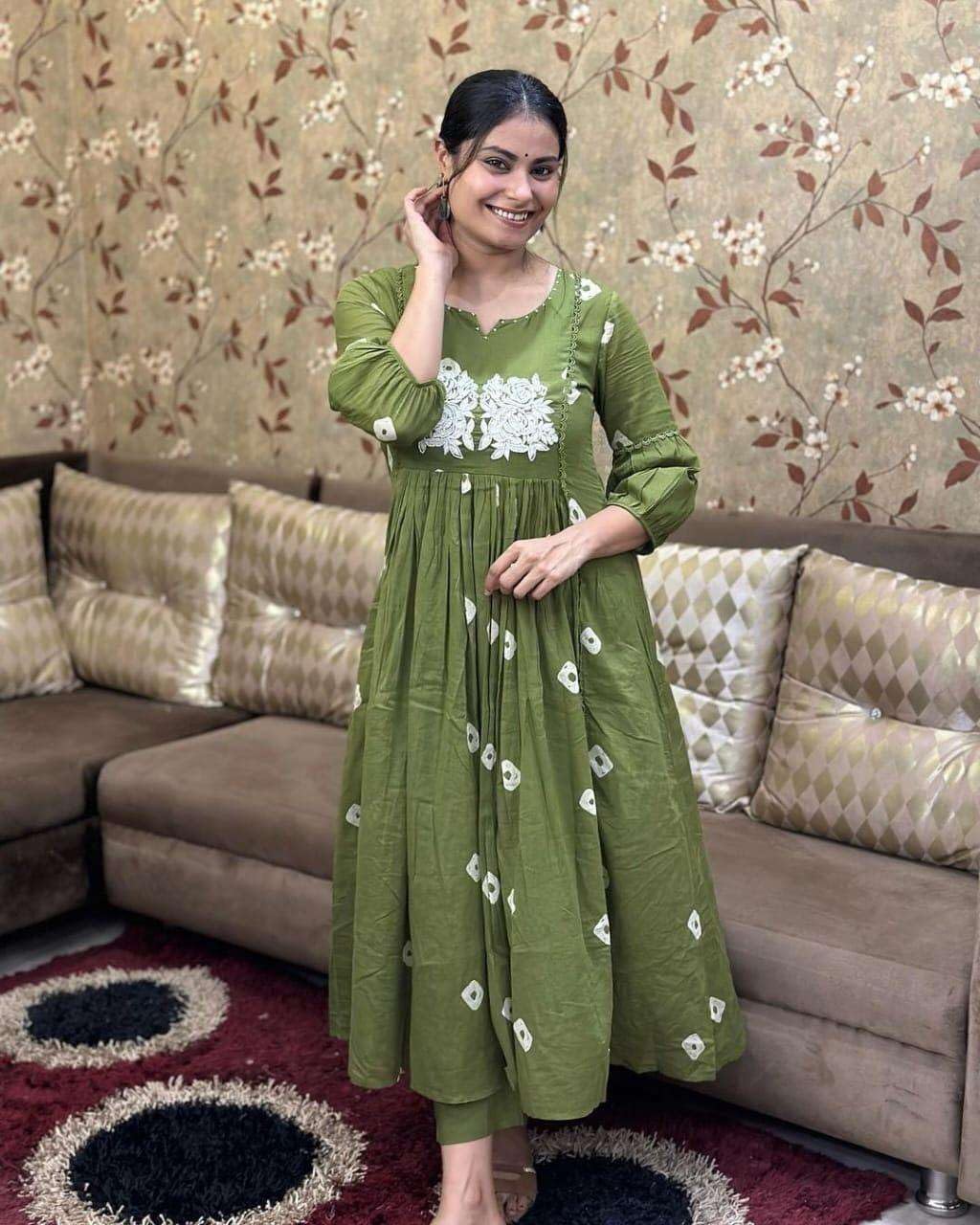 Anarkali Kurta with White Embroidery | Women’s Ethnic Festive & Casual Wear (BLACKLUXE CRAFTS) - BLACKLUXECRAFTS