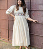 Cream Cotton Embroidered Dress – Handcrafted Floral Boho Ethnic Wear for Women (BLACKLUXE CRAFTS) - BLACKLUXECRAFTS