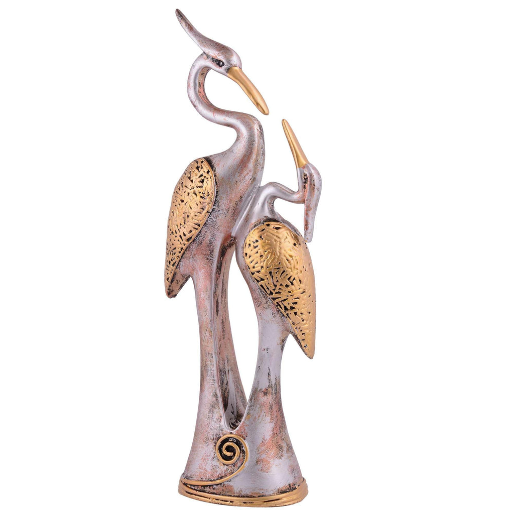 Handmade Crane Couple Resin Sculpture – Luxury Golden Silver Bird Figurine for Home Decor, Living Room & Office Decoration Gift (BLACKLUXE CRAFTS) - BLACKLUXECRAFTS
