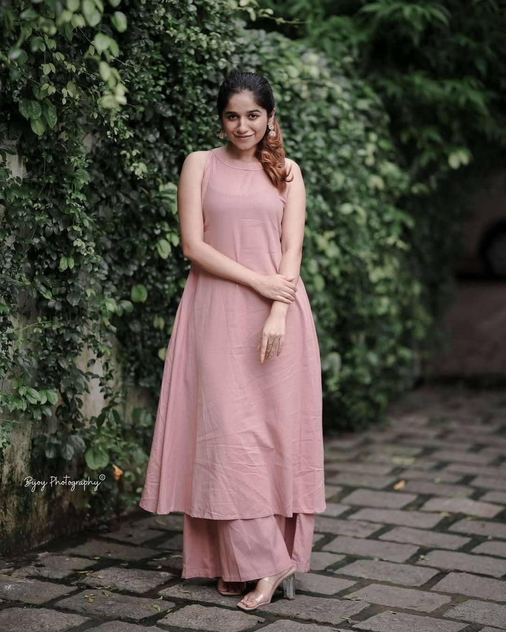 Blush Pink Sleeveless Cotton Kurta Set with Pants | Summer Co-Ord Outfit for Women | Casual Ethnic Wear (BLACKLUXE CRAFTS) - BLACKLUXECRAFTS