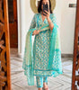 Teal Blue Printed Cotton Kurta Set with Dupatta – Indian Ethnic Suit for Women, Festive & Party Wear Outfit (BLACKLUXE CRAFTS) - BLACKLUXECRAFTS