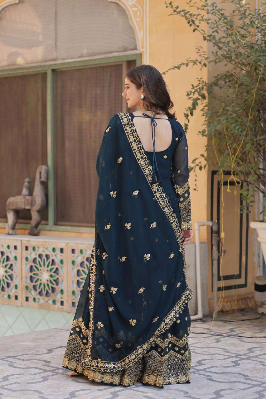 Embroidered Anarkali Set with Dupatta – Designer Indian Wedding & Festive Wear Outfit for Women (BLACKLUXE CRAFTS) - BLACKLUXECRAFTS