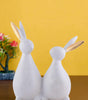 Handmade White Bunny Couple Figurine – Minimalist Resin Rabbit Statue with Golden Ears for Modern Home Décor & Gifts (BLACKLUXE CRAFTS) - BLACKLUXECRAFTS