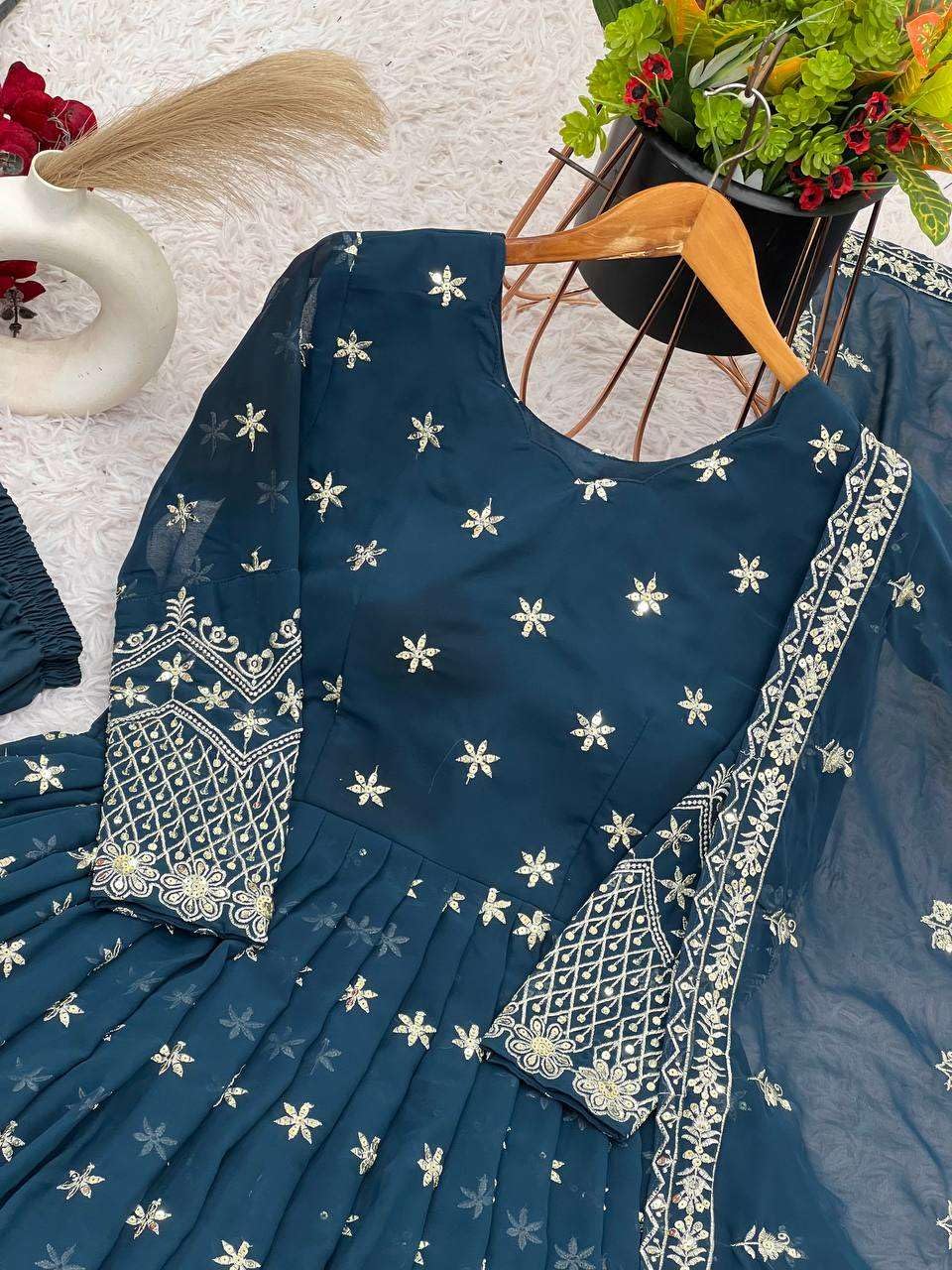 Embroidered Anarkali Set with Dupatta – Designer Indian Wedding & Festive Wear Outfit for Women (BLACKLUXE CRAFTS) - BLACKLUXECRAFTS