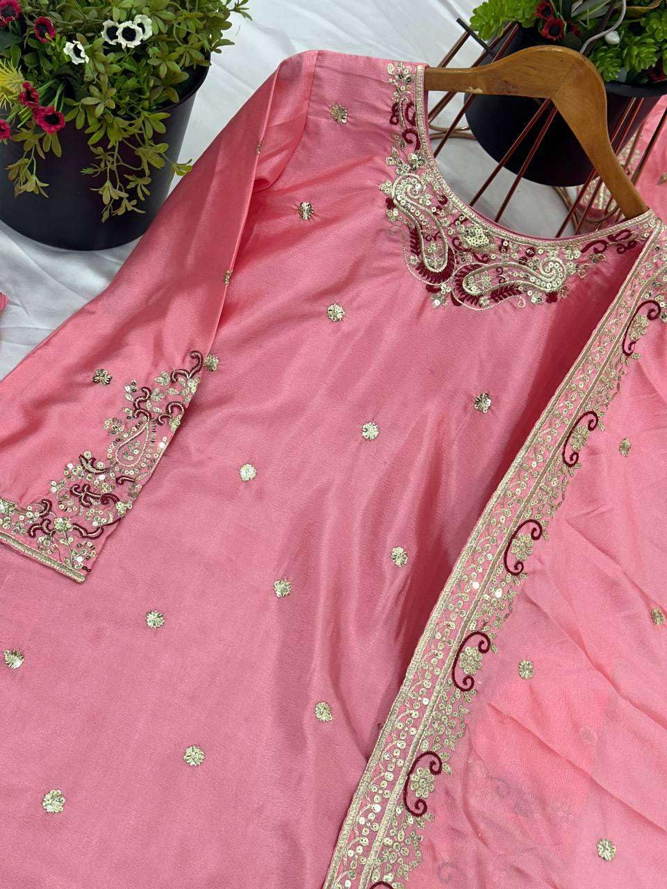 Pink Embroidered Sharara Suit with Heavy Dupatta | Party & Wedding Wear Indian Ethnic Outfit (BLACKLUXE CRAFTS) - BLACKLUXECRAFTS