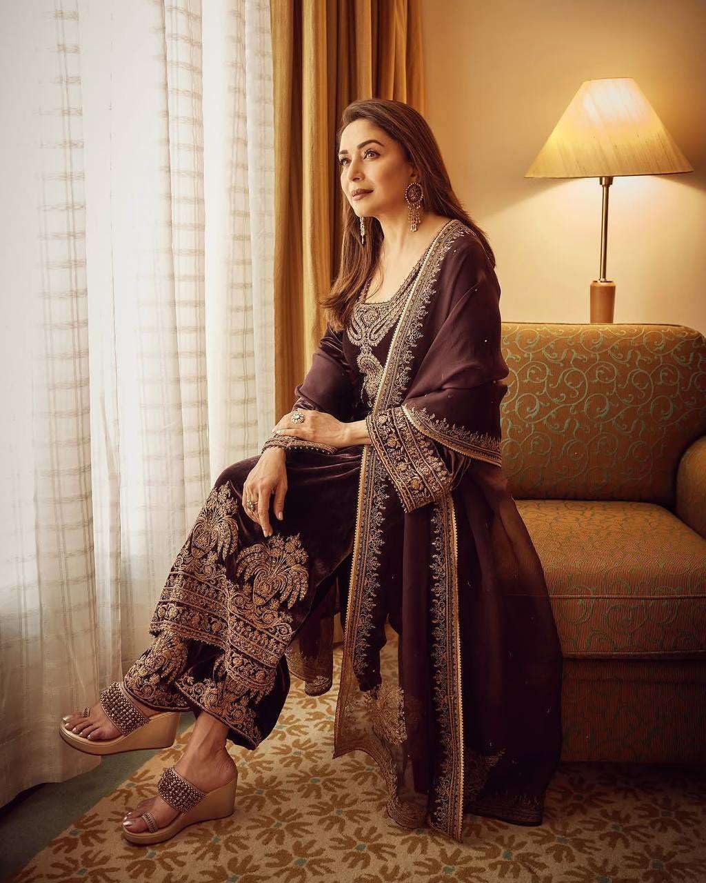 Designer Brown Velvet Embroidered Salwar Suit with Dupatta – Luxury Indian Ethnic Party Wear Outfit for Women (BLACKLUXE CRAFTS) - BLACKLUXECRAFTS