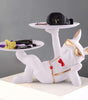 White Bulldog Butler Statue with Double Tray – Modern Resin Dog Figurine Organizer for Keys, Watches & Home Décor (BLACKLUXE CRAFTS) - BLACKLUXECRAFTS