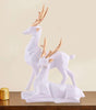 White Resin Deer Figurine Set with Golden Antlers – Elegant Reindeer Statues for Modern Home Décor & Gifting (BLACKLUXE CRAFTS) - BLACKLUXECRAFTS