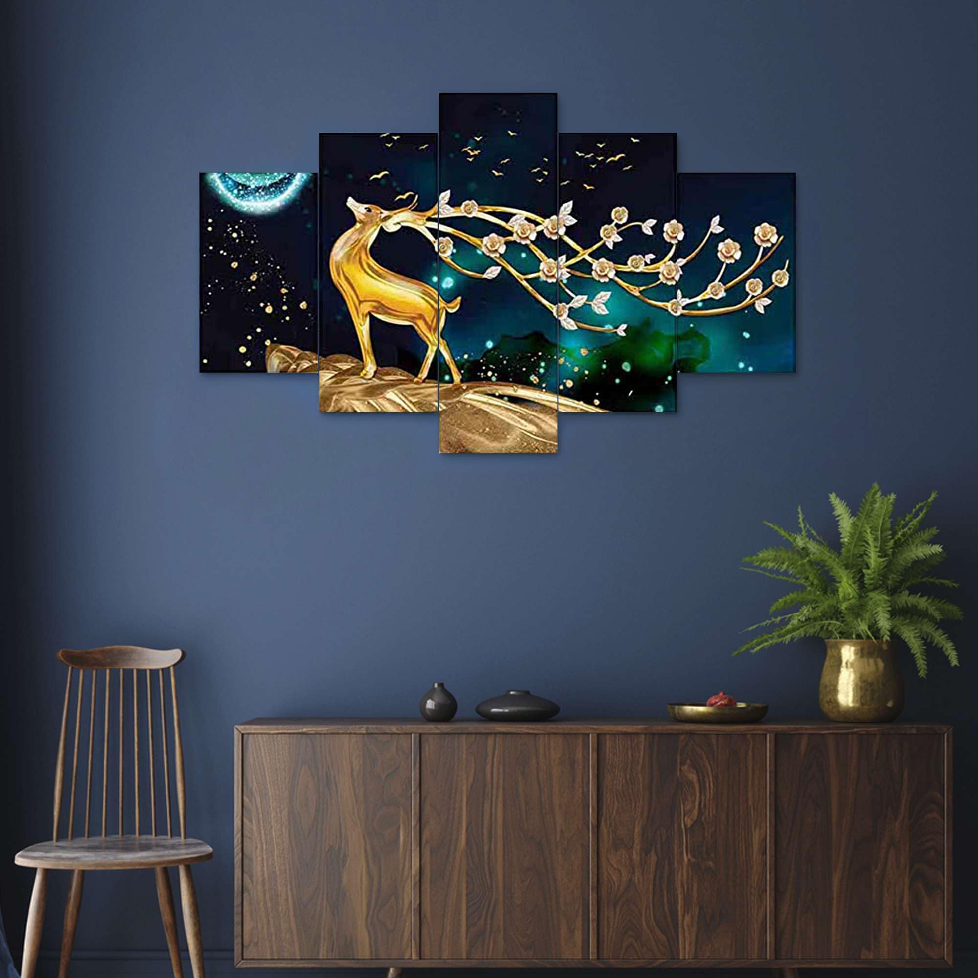 BLACKLUXE LIFESTYLE LTD Set of Five MDF Framed 3D Wall Painting for Home Decoration, Big Size Painting for Living Room, Bedroom (17x30 inches) WE 29 - BLACKLUXECRAFTS