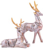 Silver Reindeer Couple Figurines with Golden Antlers – Modern Resin Deer Statues for Home Décor & Gifting (BLACKLUXE CRAFTS) - BLACKLUXECRAFTS
