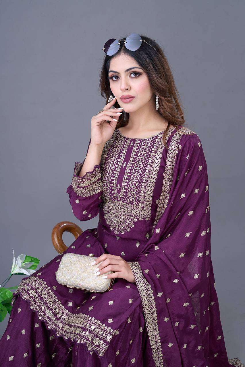 Embroidered Sharara Suit with Dupatta – Designer Party Wear Indian Outfit for Women (BLACKLUXE CRAFTS) - BLACKLUXECRAFTS