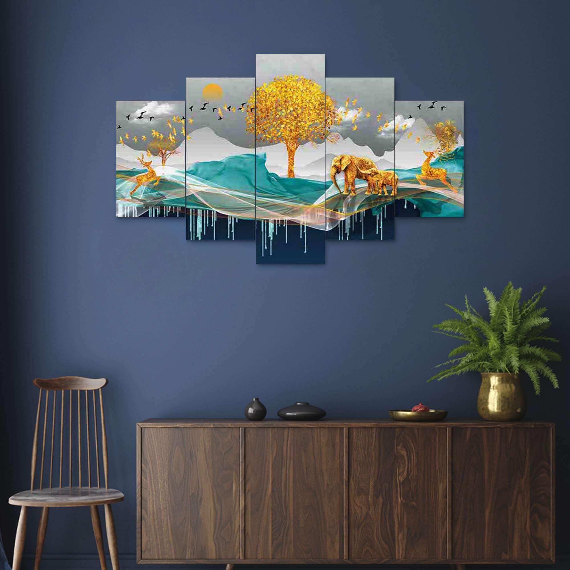 BLACKLUXE LIFESTYLE LTD Set of Five MDF Framed 3D Wall Painting for Home Decoration, Big Size Painting for Living Room, Bedroom (17x30 inches) WE 29 - BLACKLUXECRAFTS