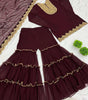 Women's Faux Georgette Embroidered Kurti With Plazzo and Dupatta Set (BLACKLUXE CRAFTS) - BLACKLUXECRAFTS