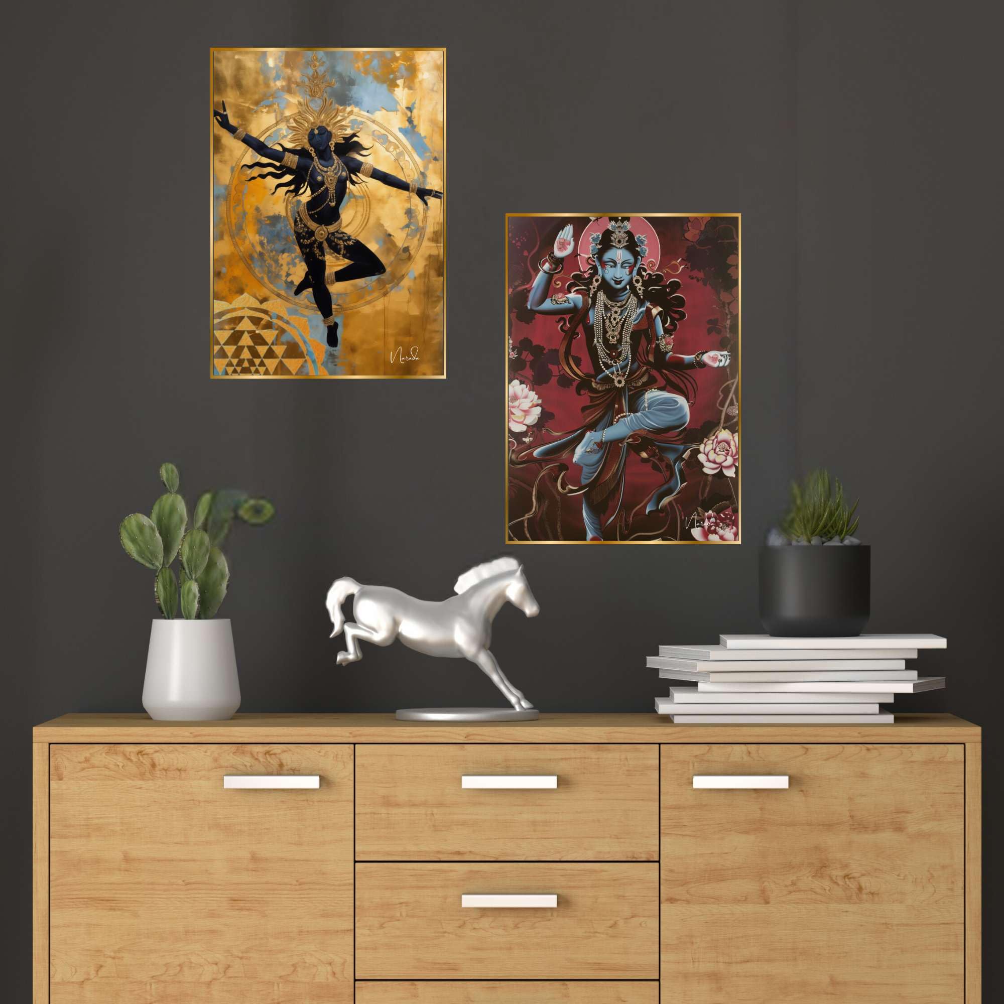 BLACKLUXE LIFESTYLE LTD Set of Two Wall Paintings for Wall Dacoration Golden Framed Wall Paintings for Living Room & Bedroom Wall Art for Home Decoration & Office Wall Décor - BLACKLUXECRAFTS
