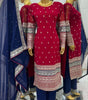 Women's Faux Georgette Embroidered Straight Kurti with Pant & Dupatta Set with Rivet Moti Work (BLACKLUXE CRAFTS) - BLACKLUXECRAFTS