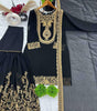 Women's Faux Georgette Ensemble with Embroidery & Sequence Work Kurti With Sharara and Dupatta Set (BLACKLUXE CRAFTS) - BLACKLUXECRAFTS