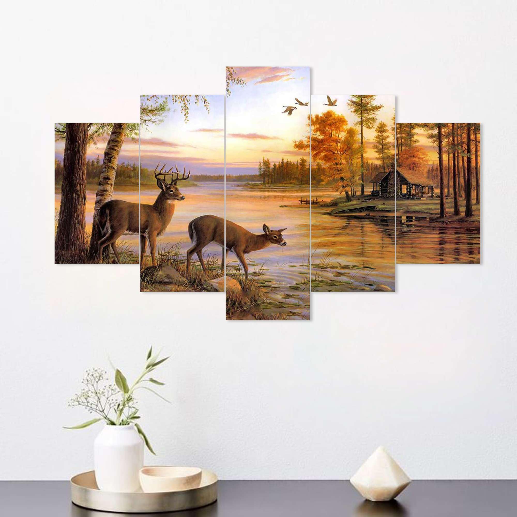 BLACKLUXE LIFESTYLE LTD Set of Five MDF Framed 3D Wall Painting for Home Decoration, Big Size Painting for Living Room, Bedroom (17x30 inches) WE 29 - BLACKLUXECRAFTS