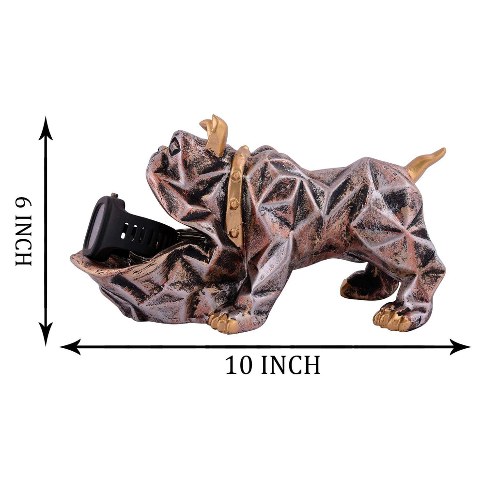 Geometric Bulldog Figurine Jewelry & Watch Holder – Resin Dog Statue with Golden Accents, Modern Decorative Storage Box for Home & Office (BLACKLUXE CRAFTS) - BLACKLUXECRAFTS
