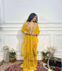 Mustard Yellow Silk Sharara Suit with Embroidered Neckline & Dupatta | Festive & Wedding Wear (BLACKLUXE CRAFTS) - BLACKLUXECRAFTS