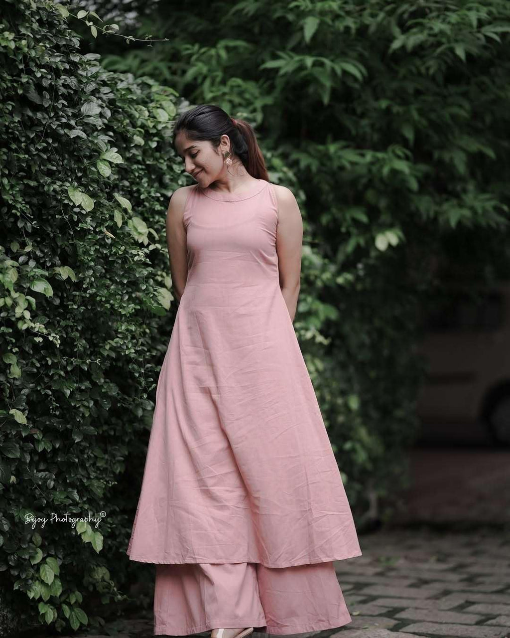 Blush Pink Sleeveless Cotton Kurta Set with Pants | Summer Co-Ord Outfit for Women | Casual Ethnic Wear (BLACKLUXE CRAFTS) - BLACKLUXECRAFTS