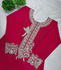 Women's Faux Georgette Embroidered Straight Kurti with Sharara & Dupatta Set (BLACKLUXE CRAFTS) - BLACKLUXECRAFTS
