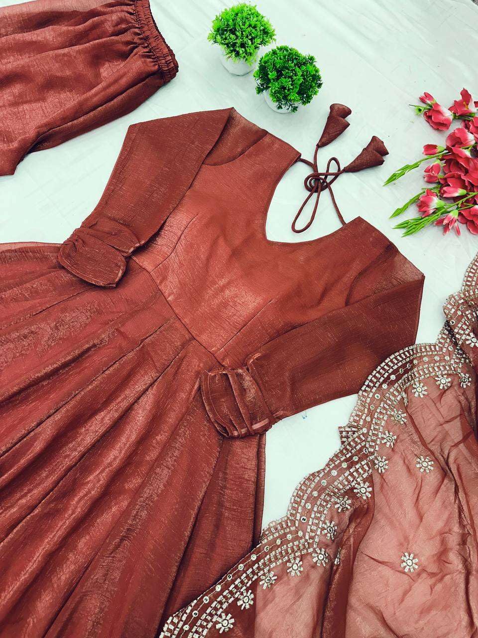 Anarkali Suit with Mirror Work Dupatta | Elegant Party Wear Indian Outfit for Women (BLACKLUXE CRAFTS) - BLACKLUXECRAFTS