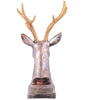 Golden Antler Deer Head Sculpture – Silver Resin Stag Bust Figurine for Home, Office & Luxury Décor (BLACKLUXE CRAFTS) - BLACKLUXECRAFTS