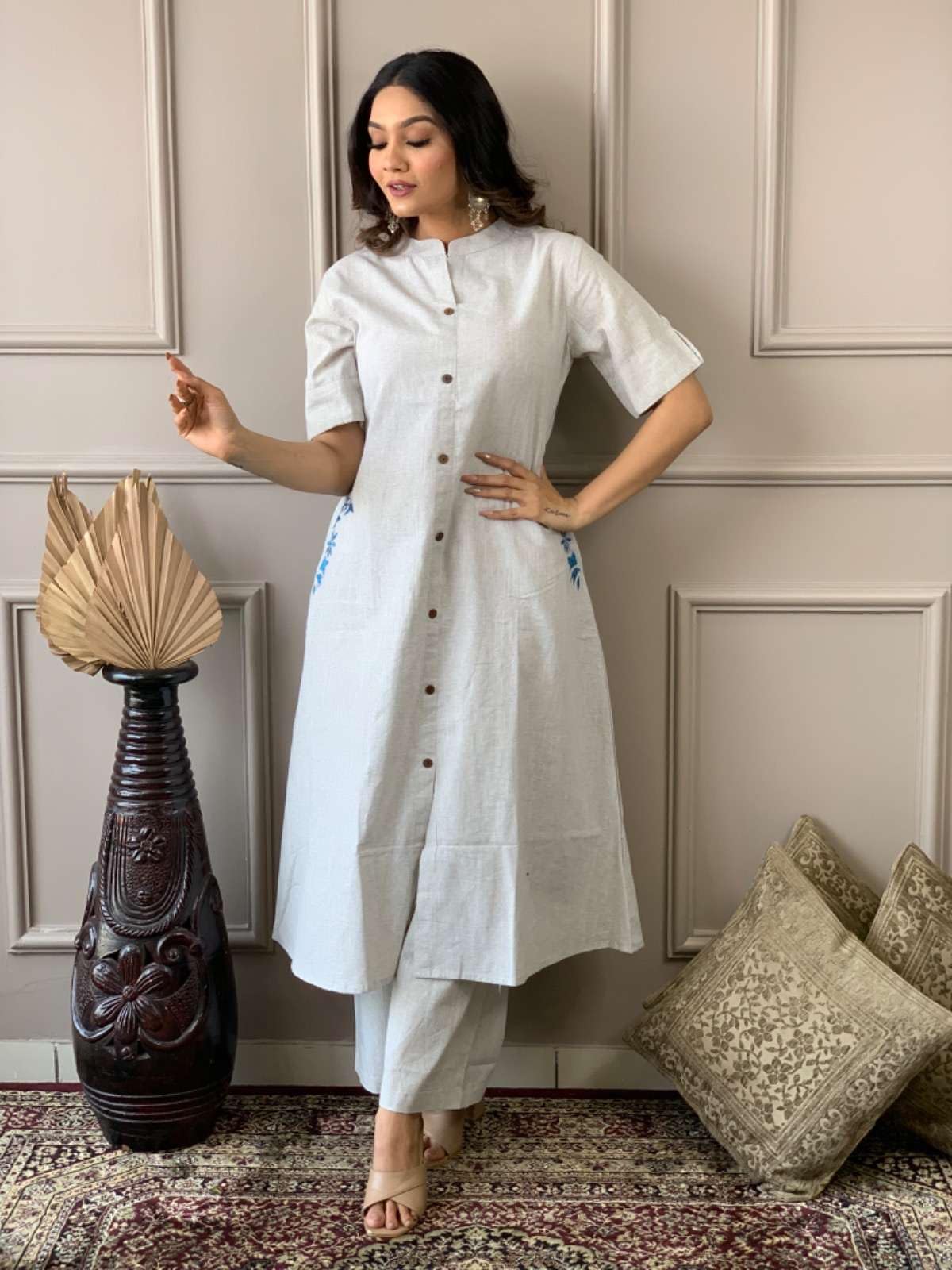 Elegant Black Kurta Set with Pink Embroidery | Women’s Ethnic Outfit (BLACKLUXE CRAFTS) - BLACKLUXECRAFTS