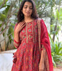Women's Cotton Anarkali Embroidery red Designer Long Anarkali Kurti With Pant and Dupatta Set (BLACKLUXE CRAFTS) - BLACKLUXECRAFTS