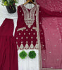 Women's Georgette Embroidered Kurti With Sharara & Dupatta Set (BLACKLUXE CRAFTS) - BLACKLUXECRAFTS