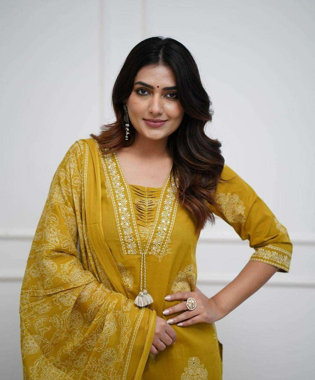 Embroidered Cotton Kurta Set with Dupatta – Elegant Indian Ethnic Wear for Women (BLACKLUXE CRAFTS) - BLACKLUXECRAFTS