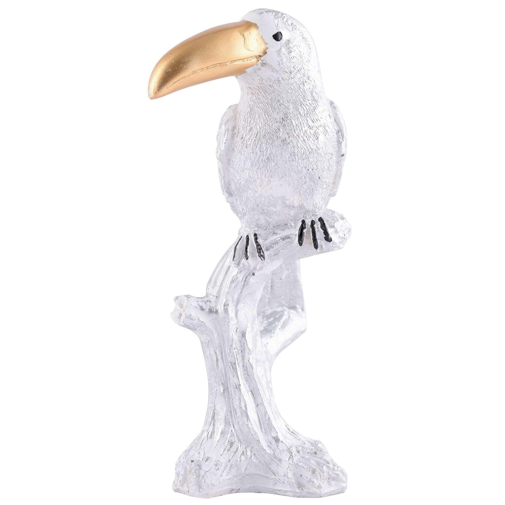 White Toucan Bird Figurine – Handcrafted Resin Tropical Bird Statue with Golden Beak for Modern Home Décor (BLACKLUXE CRAFTS) - BLACKLUXECRAFTS