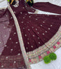 Maroon Anarkali Dress with Embroidered Dupatta | Indian Pakistani Party Wear Long Gown for Women (BLACKLUXE CRAFTS) - BLACKLUXECRAFTS
