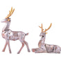 Silver Reindeer Couple Figurines with Golden Antlers – Modern Resin Deer Statues for Home Décor & Gifting (BLACKLUXE CRAFTS) - BLACKLUXECRAFTS