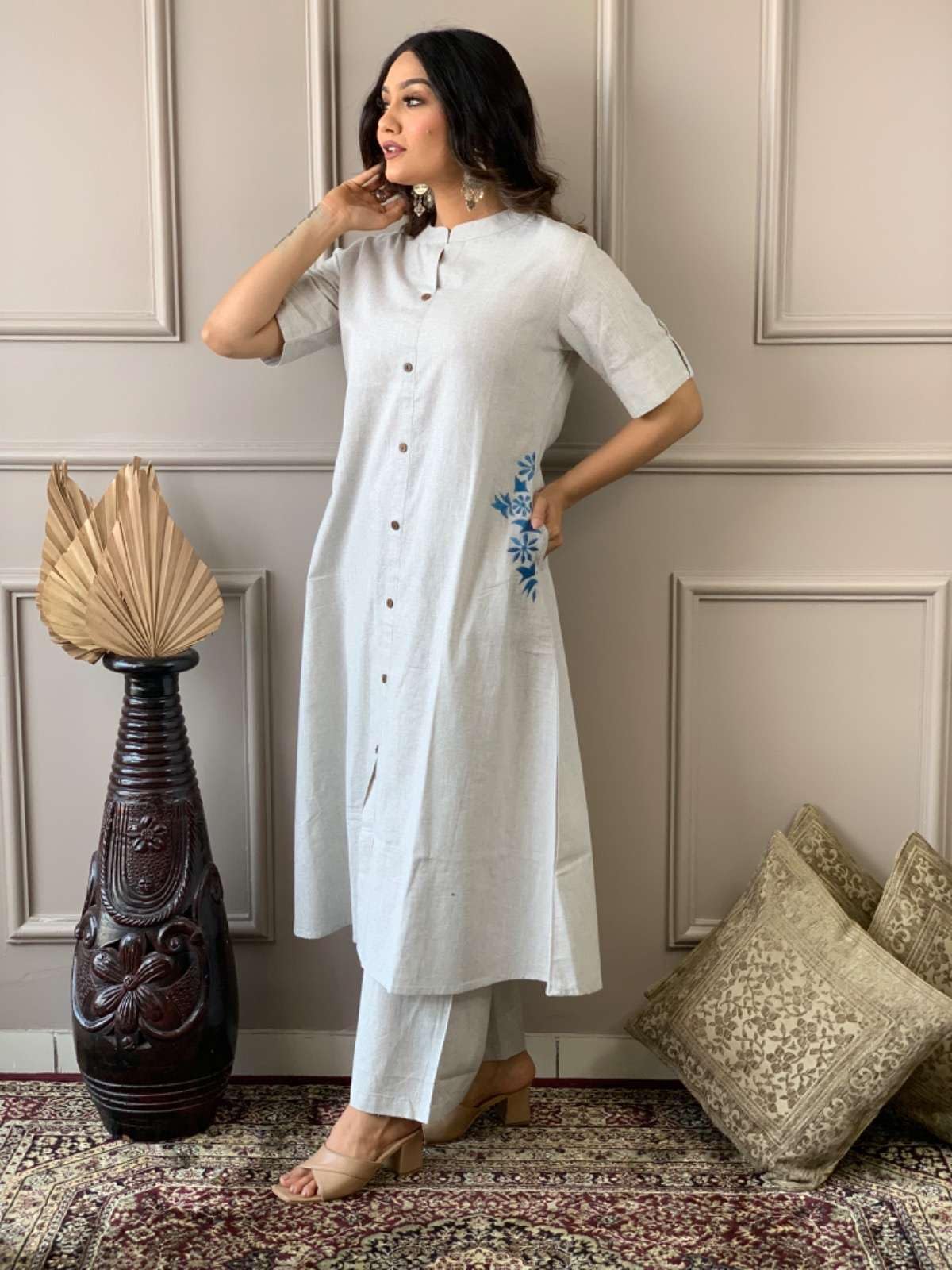 Elegant Black Kurta Set with Pink Embroidery | Women’s Ethnic Outfit (BLACKLUXE CRAFTS) - BLACKLUXECRAFTS